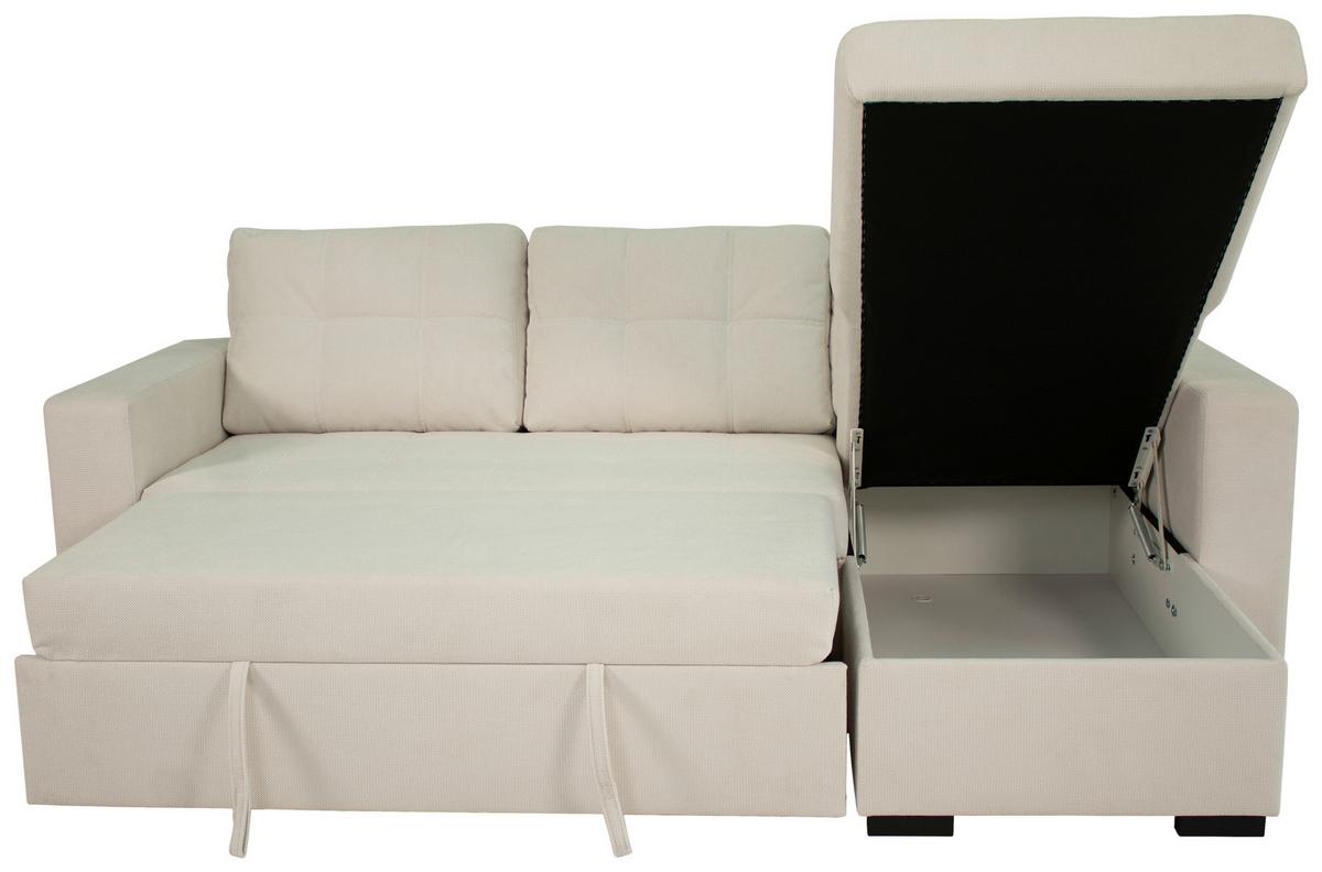 Sedačka TURIN, obojstranná, slonovinová tk. CROWN - slonovinová, Trend, kov/drevo (239/160cm)