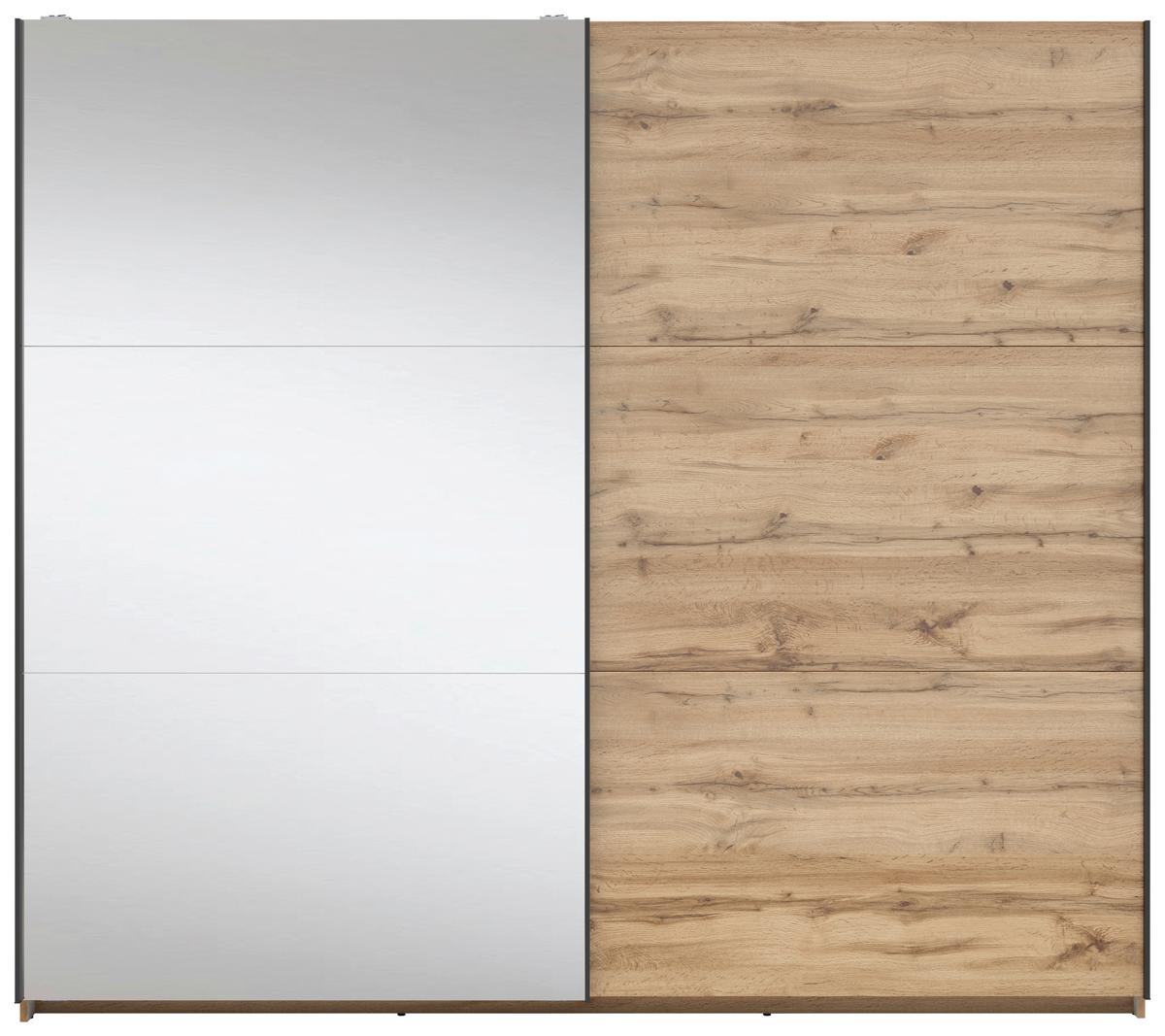 Tolóajtós Szekrény Tetrix 220/195 Cm - Wotan tölgy/átlátszó, Modern, faalapú anyag/Üveg (220/195,5/60cm) - MID.YOU