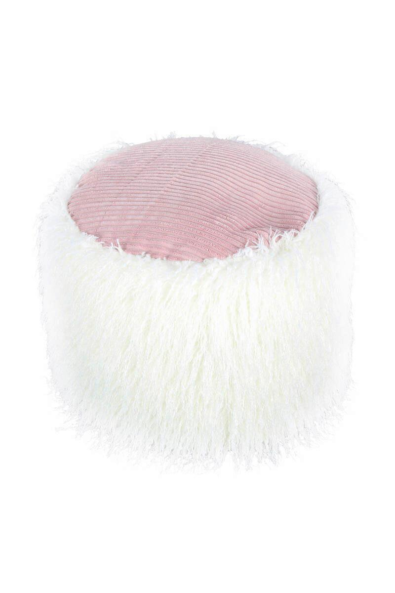 Pouf Kusntstoff Weiß/rosa Dxh: 45x38 Cm - Weiß/Rosa, Basics, Kunststoff (45/38/45cm) - Kayoom