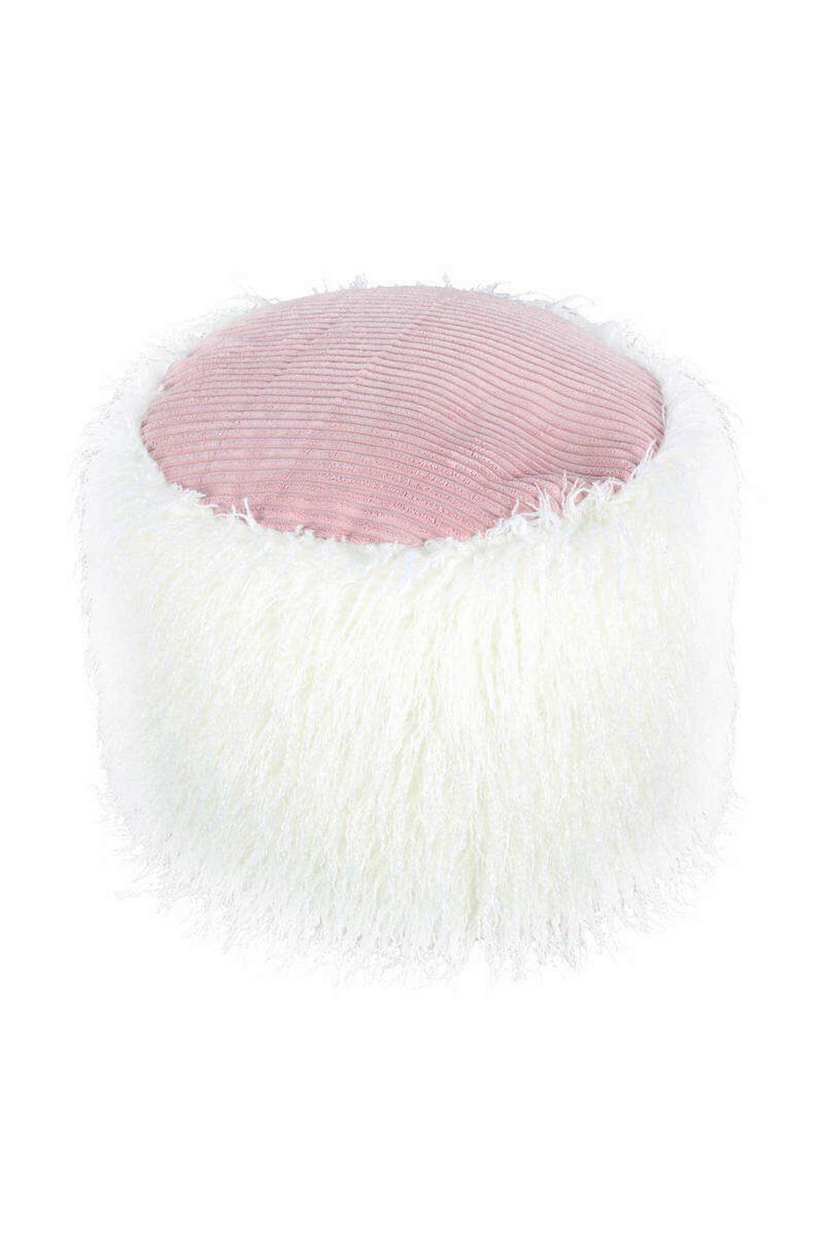 Pouf Kusntstoff Weiß/rosa Dxh: 45x38 Cm - Weiß/Rosa, Basics, Kunststoff (45/38/45cm) - Kayoom