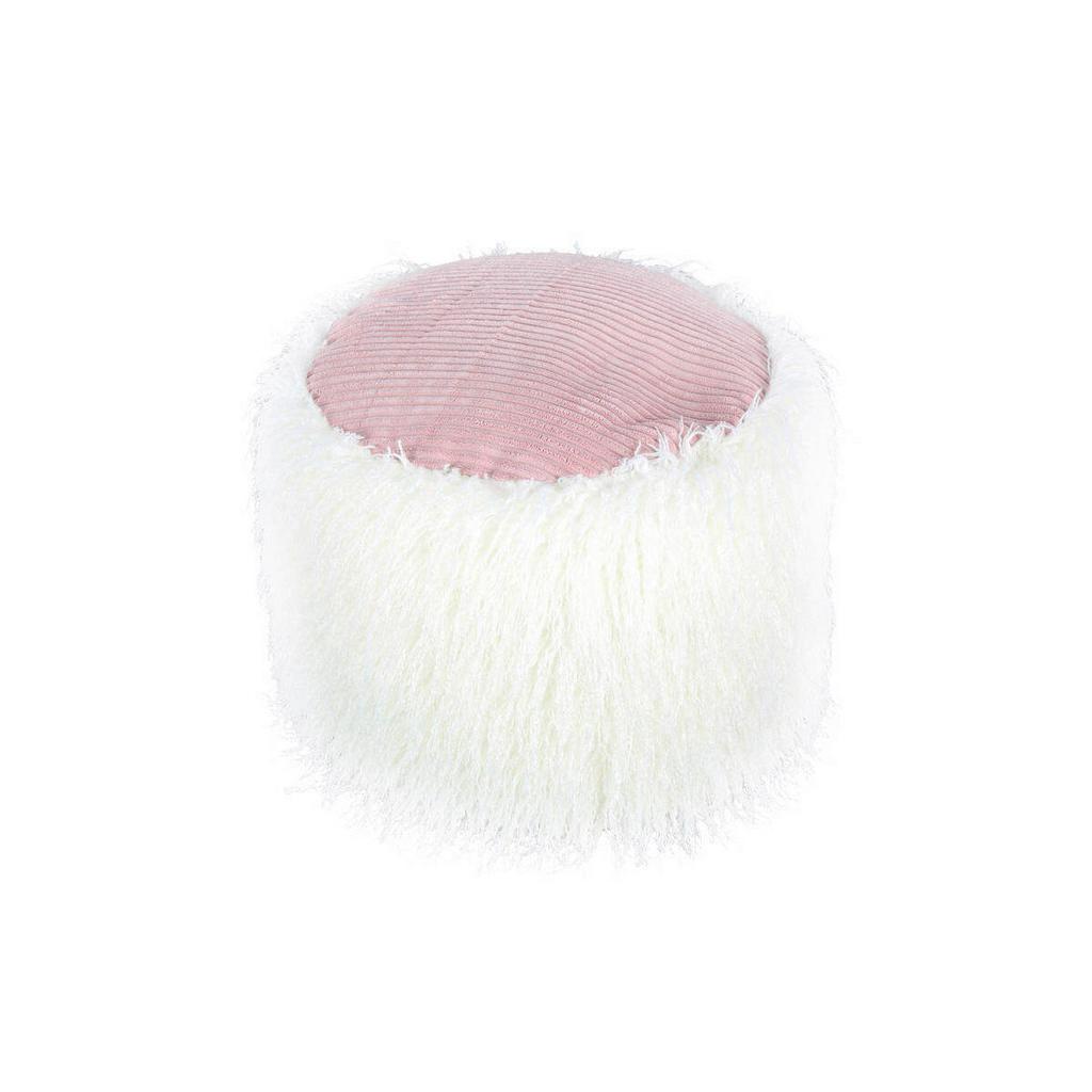 Pouf Kusntstoff Weiß/Rosa DxH: 45x38 cm