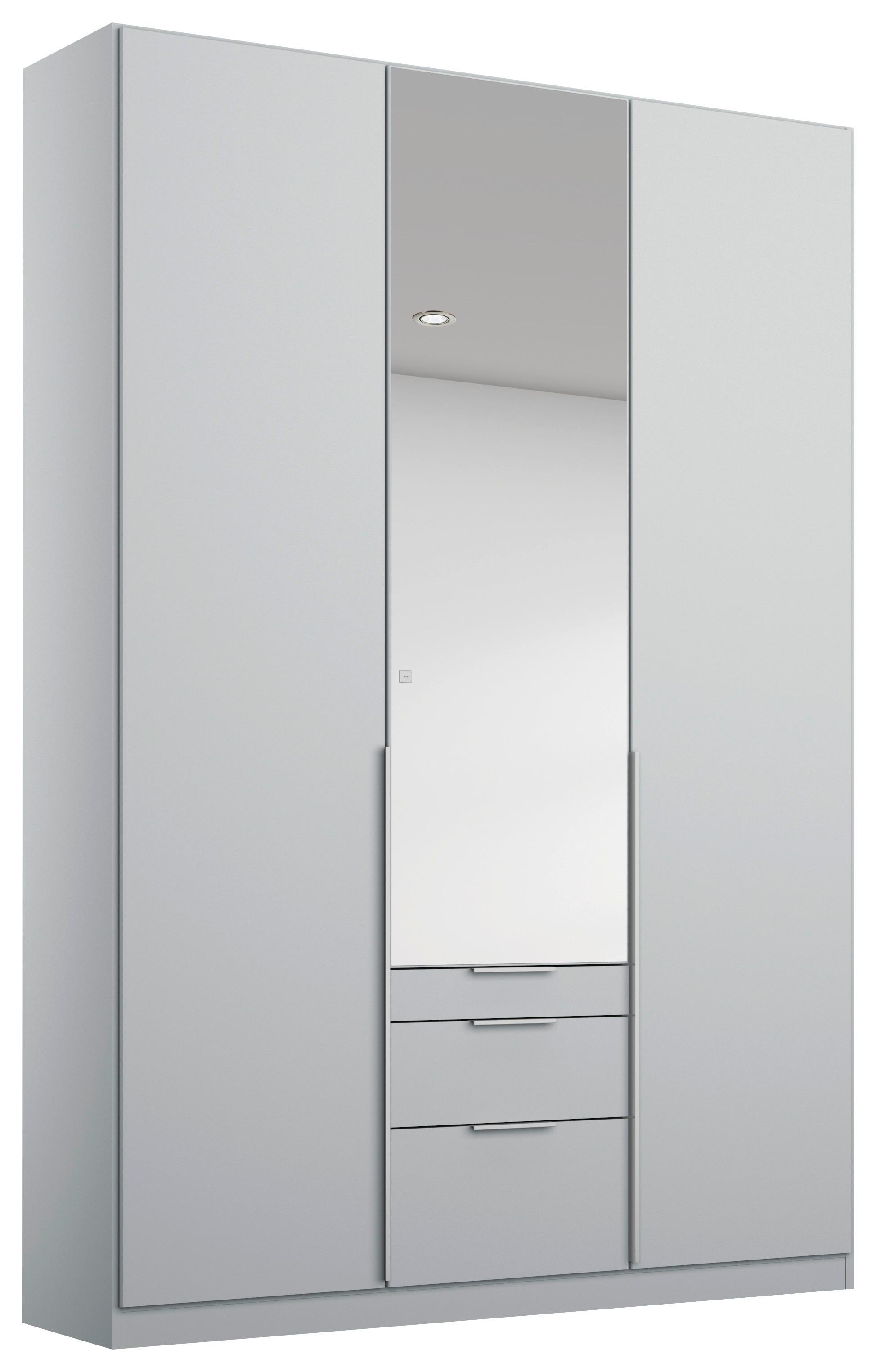 Drehtürenschrank Mit Spiegel + Laden 136cm Alabama Seidengrau - Silberfarben/Hellgrau, MODERN, Holzwerkstoff (136/229/54cm)