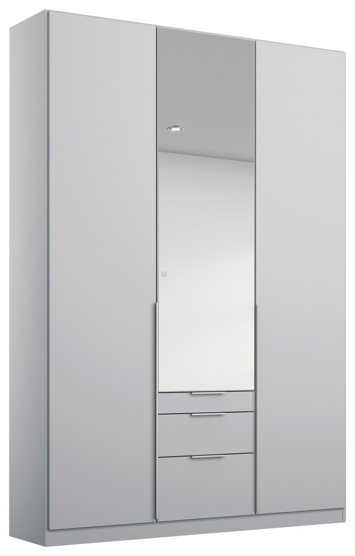 Drehtürenschrank Mit Spiegel + Laden 136cm Alabama Seidengrau - Silberfarben/Hellgrau, MODERN, Holzwerkstoff (136/229/54cm)
