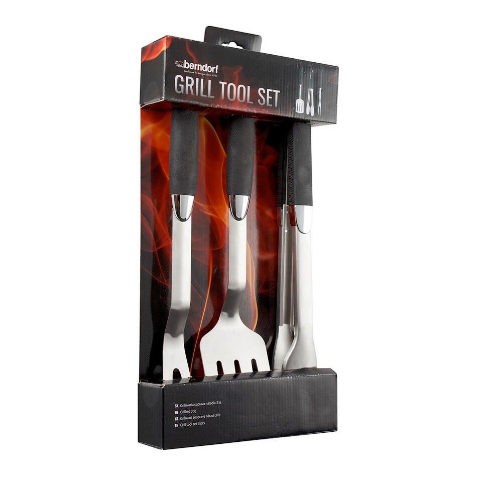 Küchenhelferset Grillbesteck - Silberfarben, Basics, Metall (23,8/44,5/5,8cm) - Berndorf