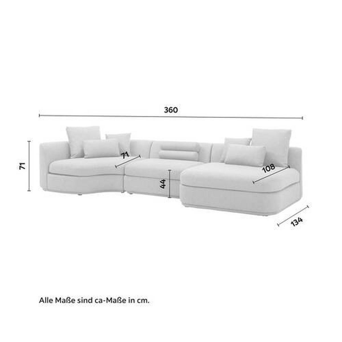 Sedací souprava Anna modrošedá - šedá/bílá, Moderní, dřevo/textil (360/71/134cm) - Bessagi Home