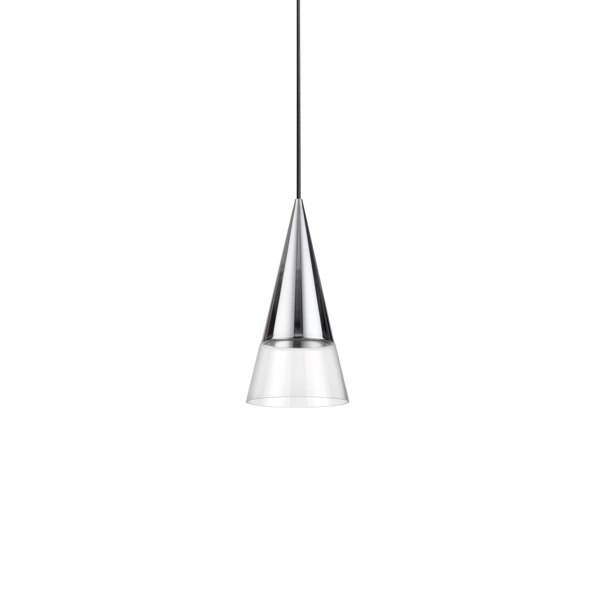 Hängeleuchte Cono Klar Chromfarben D: 15 Cm - Klar/Chromfarben, KONVENTIONELL, Glas/Metall (15/50/233cm) - Ideal Lux