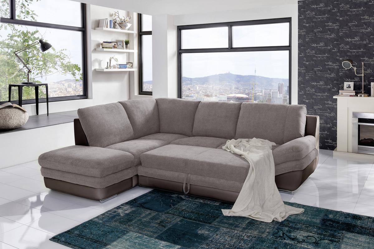 Wohnlandschaft In L-form Nardo 221x264 Cm - Taupe/Chromfarben, MODERN, Textil (221/264cm) - MID.YOU