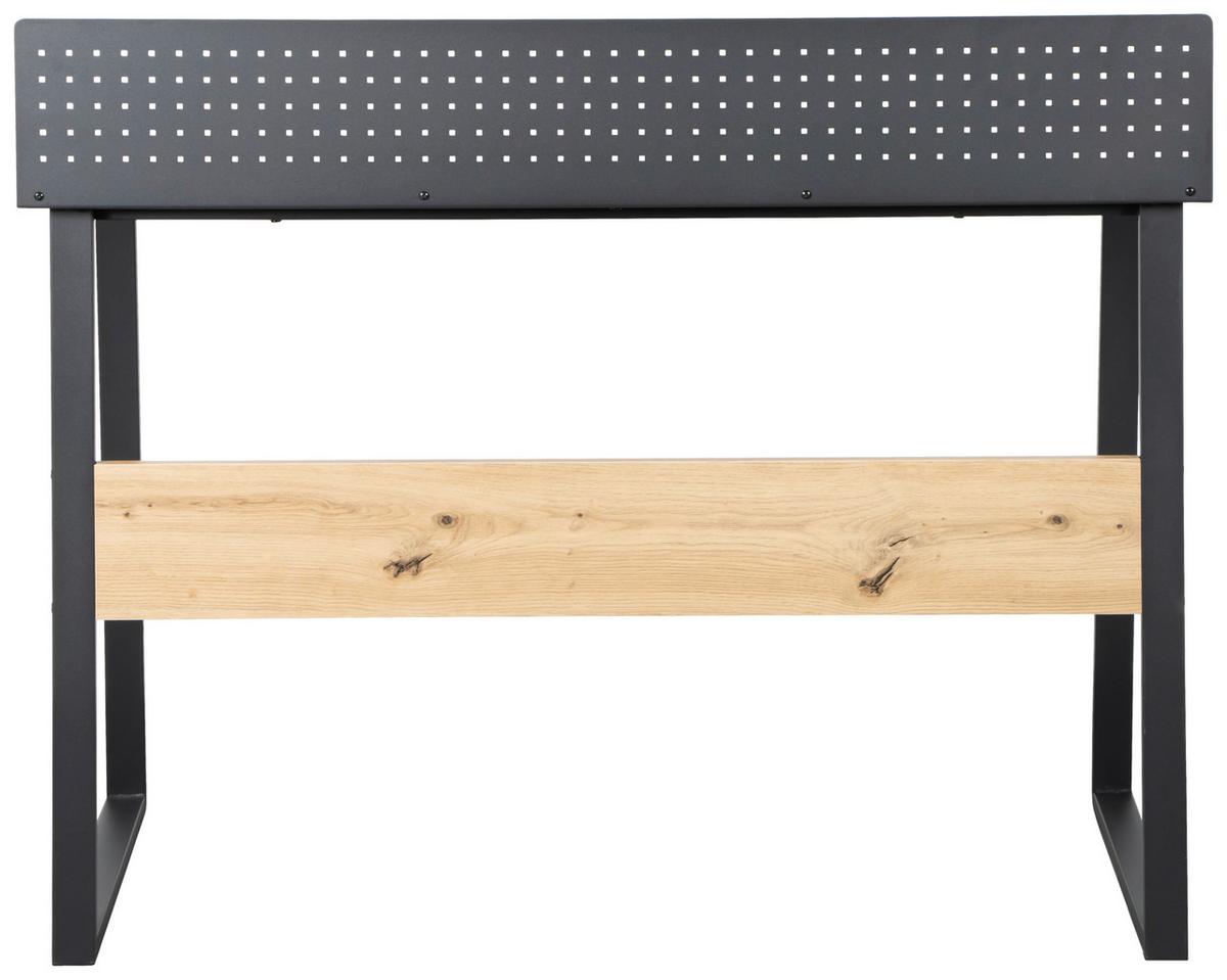 Písací stôl MICK - čierna/dub artisan, Modern, kov/kompozitné drevo (110/75-91/60cm) - Bessagi Home
