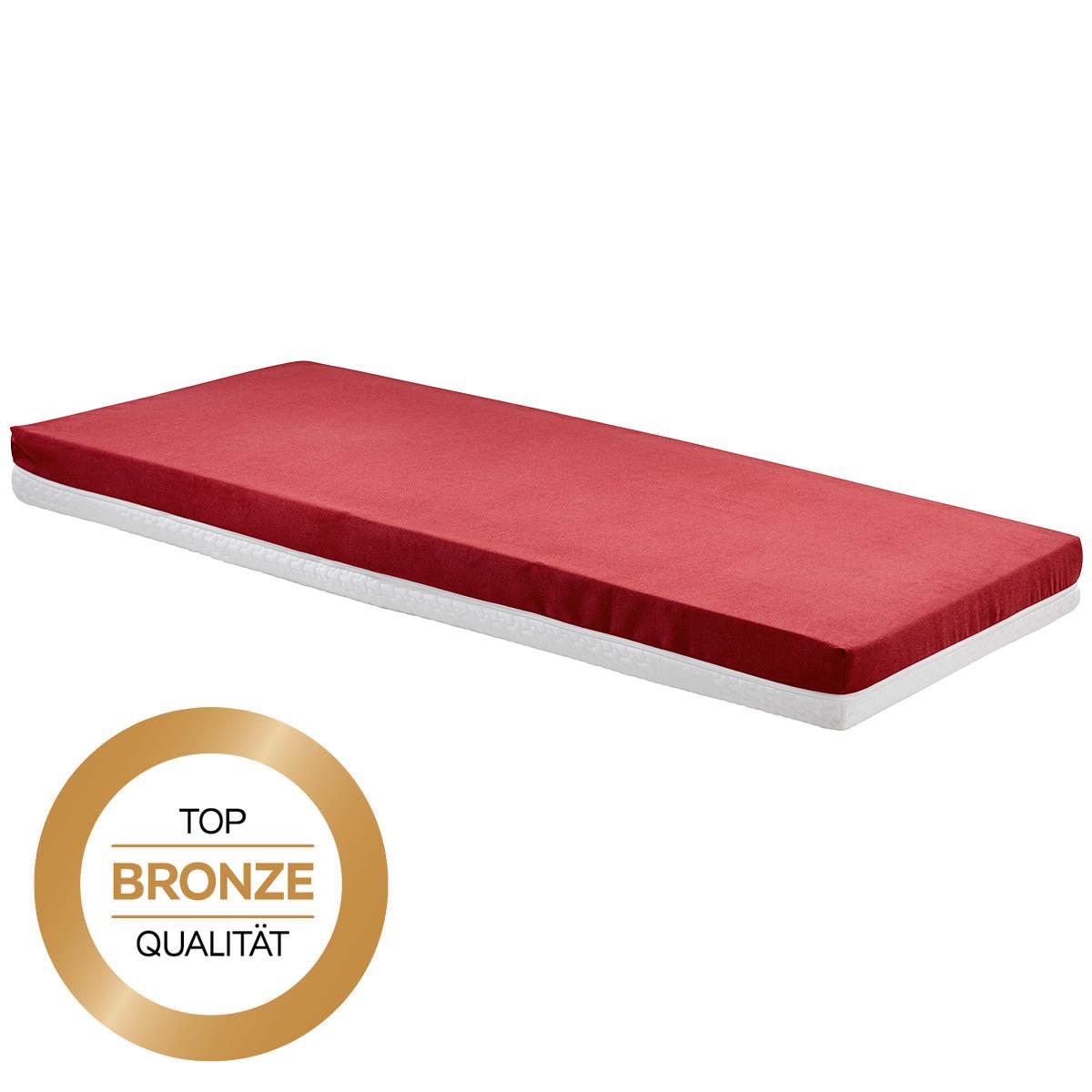 Komfortschaummatratze Enjoy-Zoe 90x200cm mittelfest - Rot/Weiß, Textil (90/200cm) - Primatex