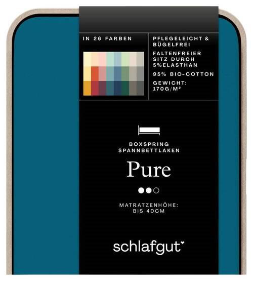 Boxspring-spannleintuch Pure Boxspring - Petrol, Basics, Textil (120-130/200-220cm) - Schlafgut