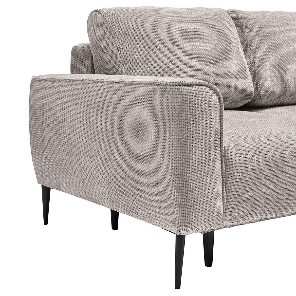 Rohová sedačka CUSTOM, pravá, světle šedá žinylka - černá/světle šedá, Moderní, kov/textil (255/164cm) - Mömax
