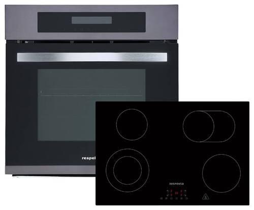 Einbauherd-set Digiset8bs7700 B: 59,5 Cm Elektro-Glaskeramik - Edelstahlfarben/Schwarz, Trend, Glas/Metall (59,5/59/54,2cm) - Respekta