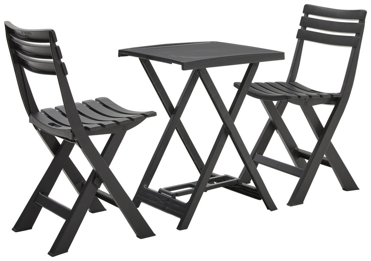 Balkonmöbel Set Aus Polypropylen - Anthrazit, KONVENTIONELL, Kunststoff