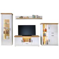 Wohnkombination 4-Tlg. Madrid Eiche-/Pinienfarben - Eichefarben/Schwarz, Design, Glas/Holzwerkstoff (351/205/50cm) - MID.YOU