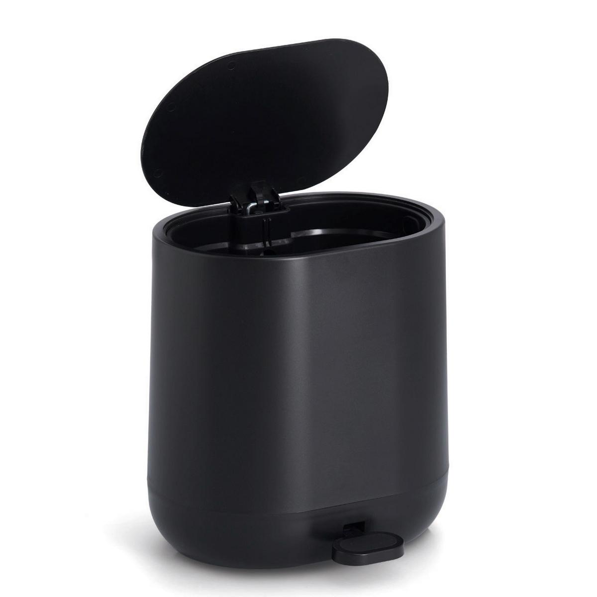 Treteimer aus Kunststoff Schwarz, ca. 6L - Schwarz, Basics, Kunststoff (26/22,5/26,5cm) - Zeller Present