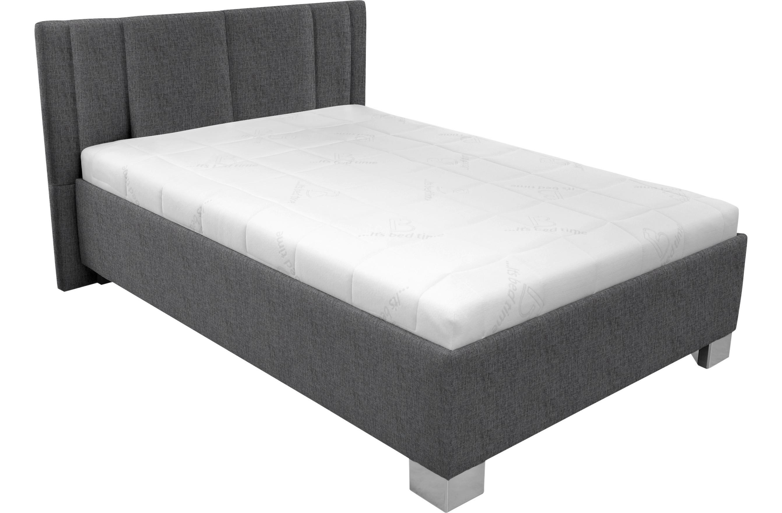 čalouněná postel STILO 120x200 s roštem a matrací, antracit - bílá/barvy chromu, dřevo/textil (120/200cm)