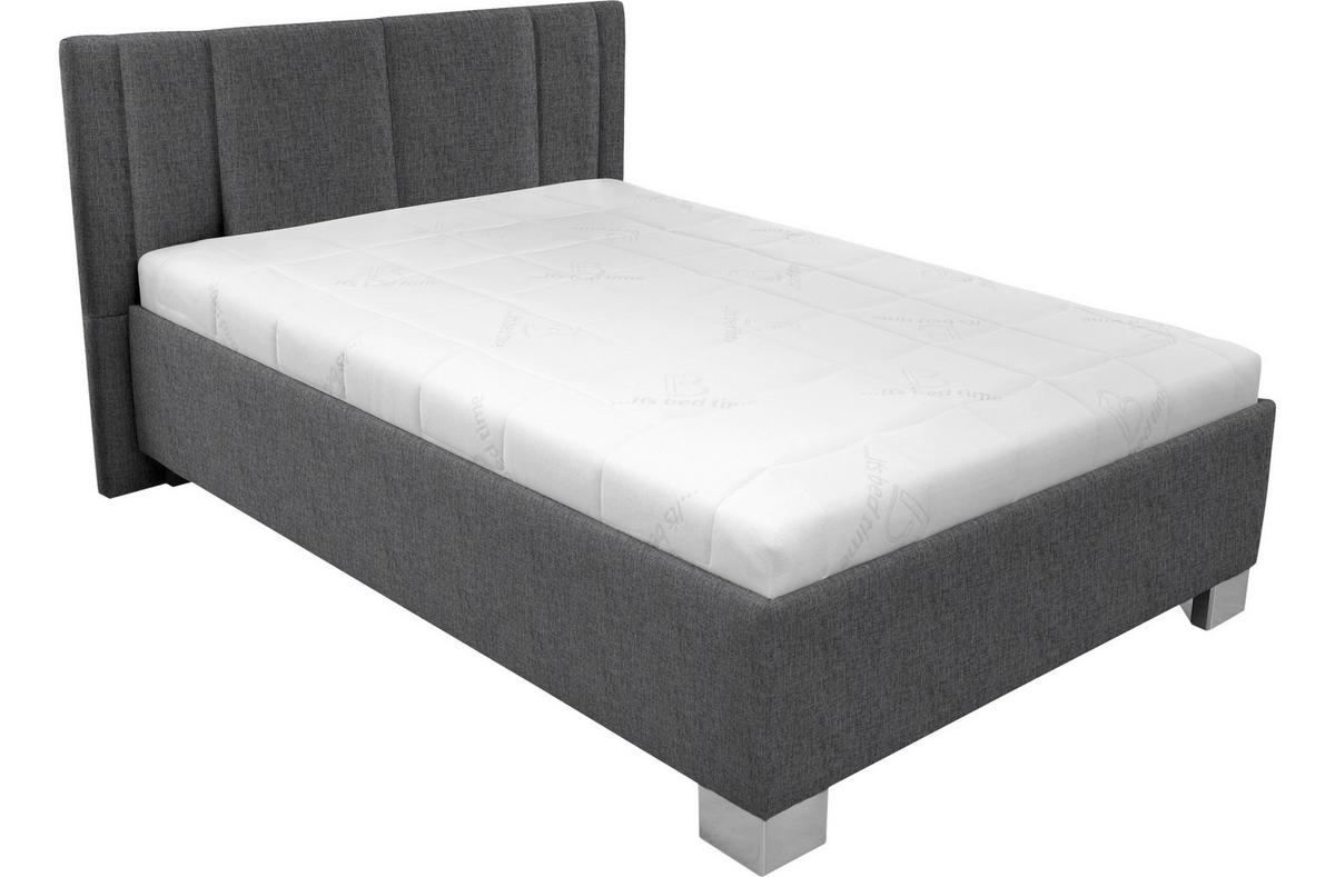 Polsterbett mit Matratze 120x200cm Stilo, Anthrazit - Chromfarben/Anthrazit, Holz/Textil (120/200cm)