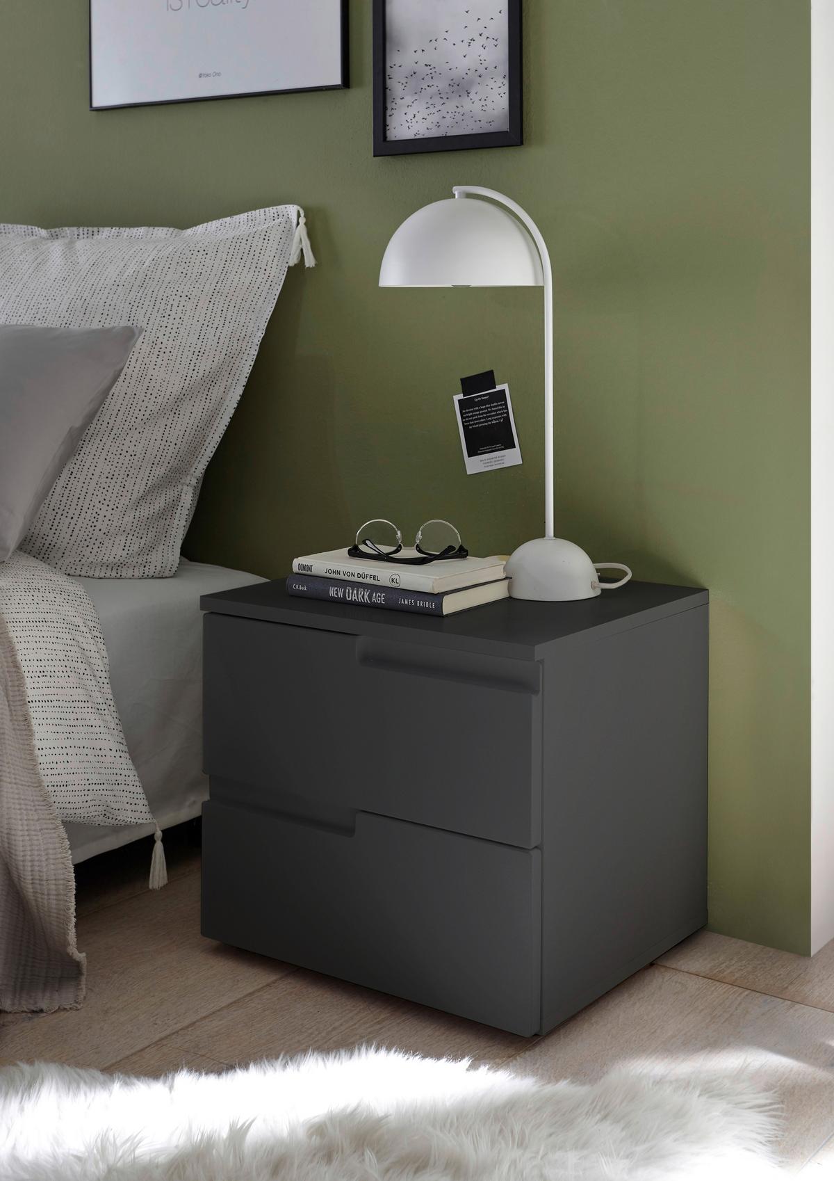 Nachtkästchen Graphitfarben H: 41,7 Cm Spice 2 - Schwarz/Graphitfarben, MODERN, Holzwerkstoff (46,2/41,7/40cm)