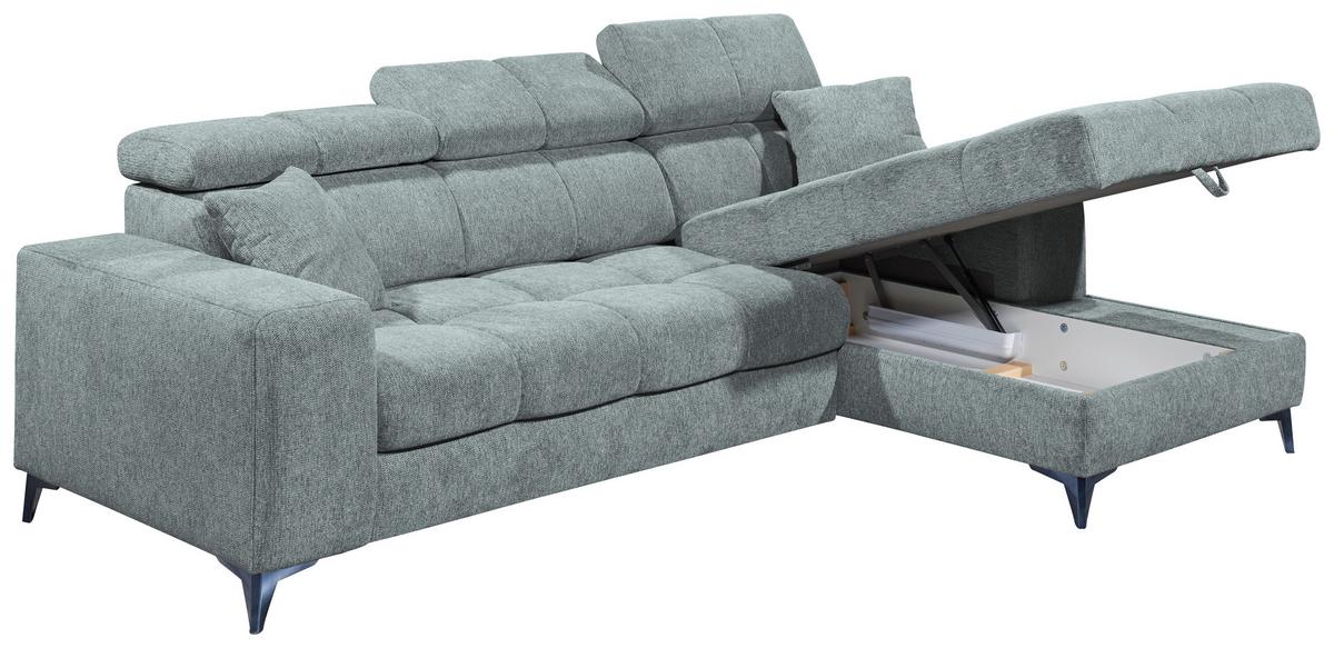 Ecksofa Sydney Hellblau S: 268/172 cm - Schwarz/Hellblau, KONVENTIONELL, Textil (268/172cm) - MID.YOU