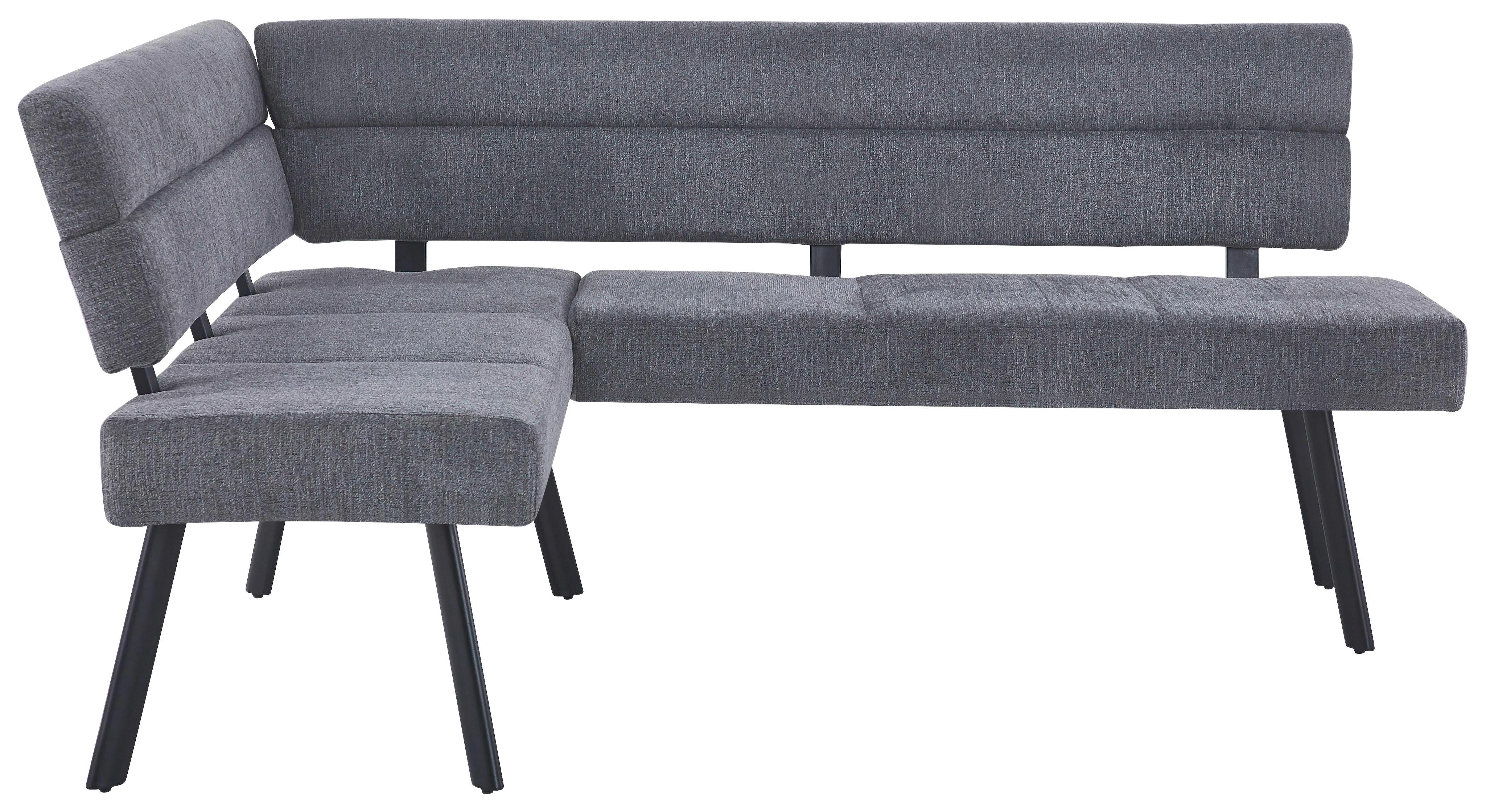 Eckbank Paros Anthrazit, S: 150x190 cm - Anthrazit/Schwarz, KONVENTIONELL, Textil/Metall (150/190cm) - MID.YOU