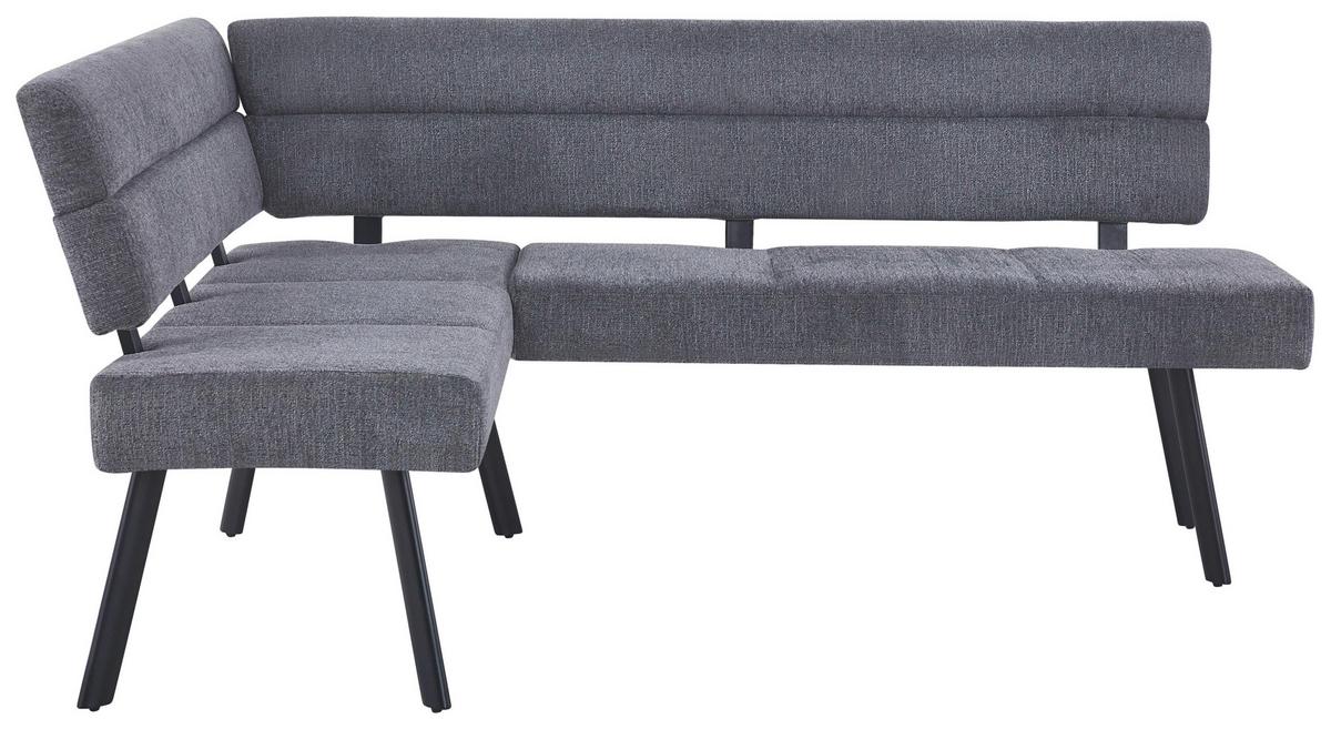 Eckbank Paros Anthrazit, S: 150x190 cm - Anthrazit/Schwarz, KONVENTIONELL, Textil/Metall (150/190cm) - MID.YOU