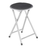 Klapphocker Ouzo Stahlrohr Alu/lederlook Schwarz H: 45 Cm - Schwarz, MODERN, Kunststoff/Metall (30/45/30cm)