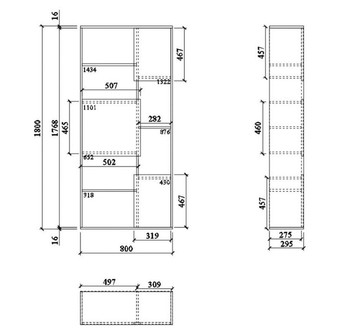Praktický regál se spoustou úložného prostoru, š: 80 cm - Sonoma dub/vysoce lesklá bílá, Moderní, kompozitní dřevo (80/180/29.5cm) - Xora