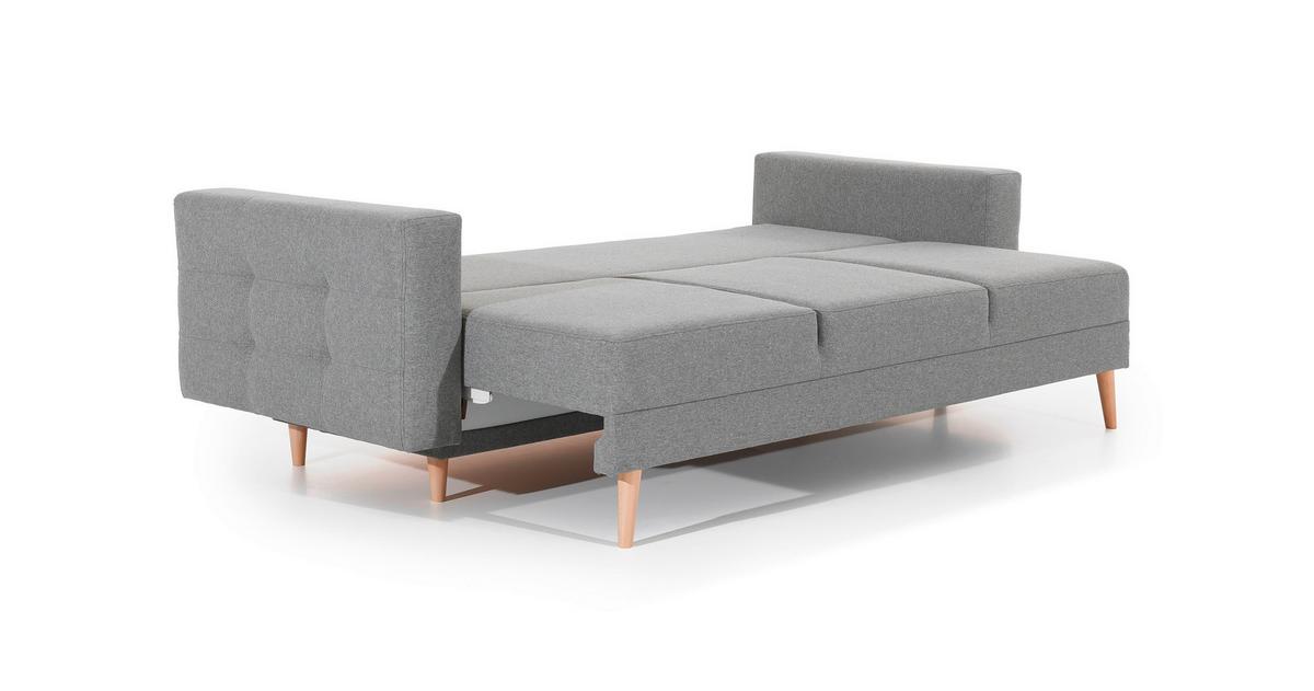Schlafsofa Asgard Grau, B: 230 cm - Buchefarben/Grau, Design, Textil (230/93/92cm) - MID.YOU