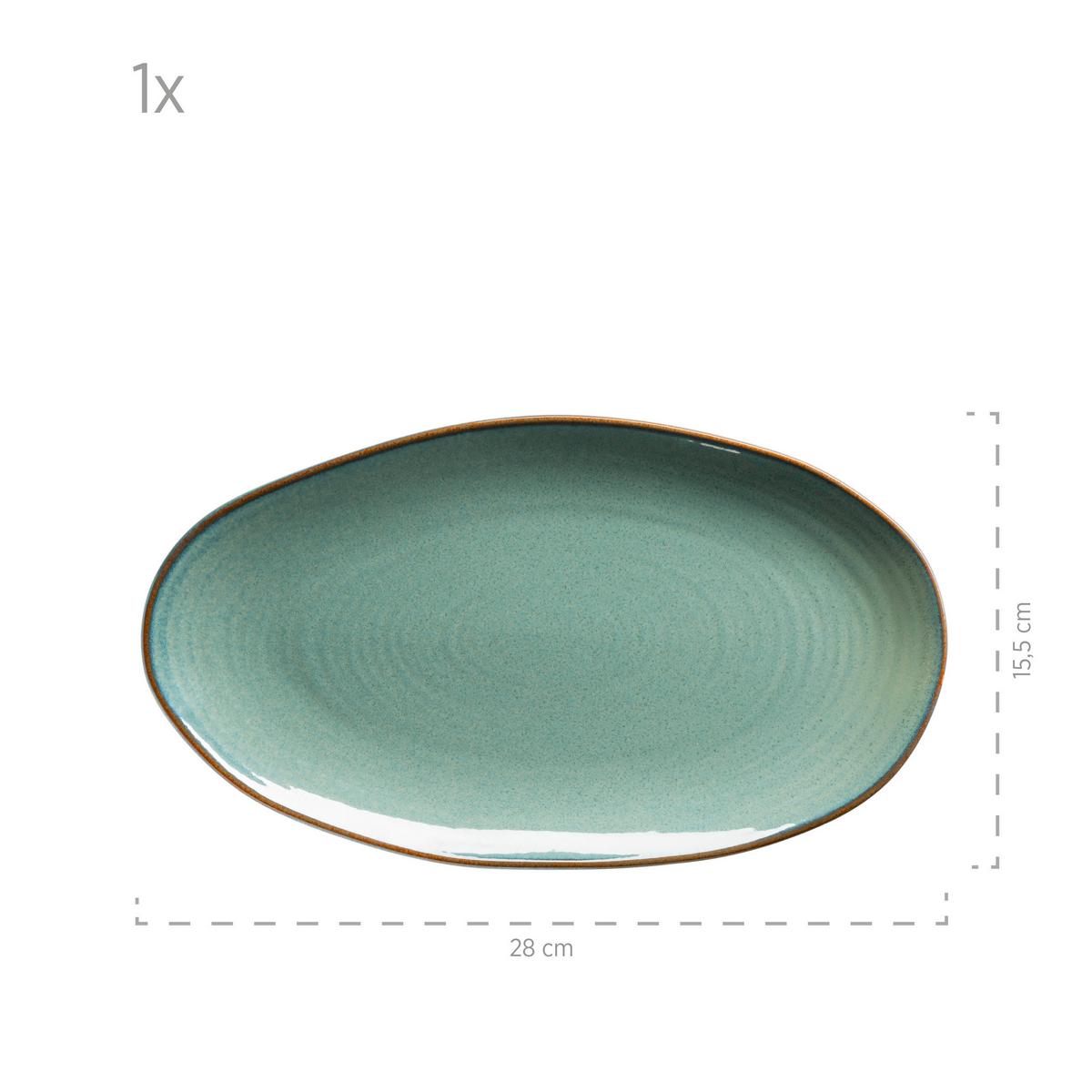 Servierplatte Nottingham 3-Tlg. Oval - Türkis/Grün, Basics, Keramik - Mäser
