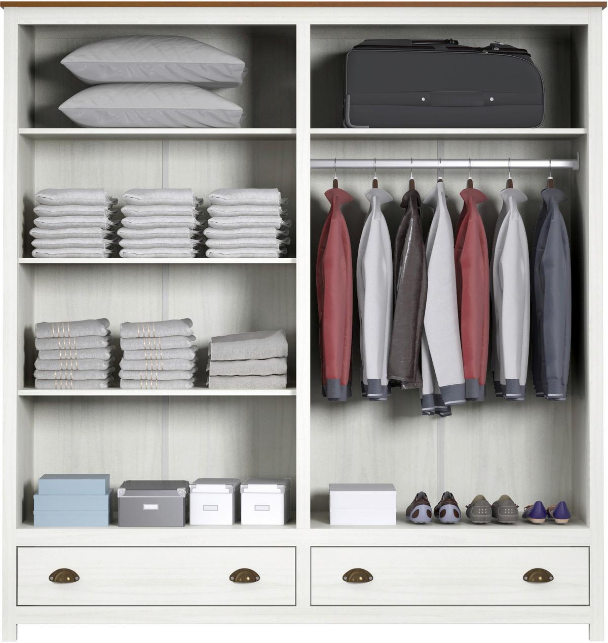 Drehtürenschrank Weiß B: 176 Cm - Weiß, Natur, Holz (176/185/54cm) - Livetastic