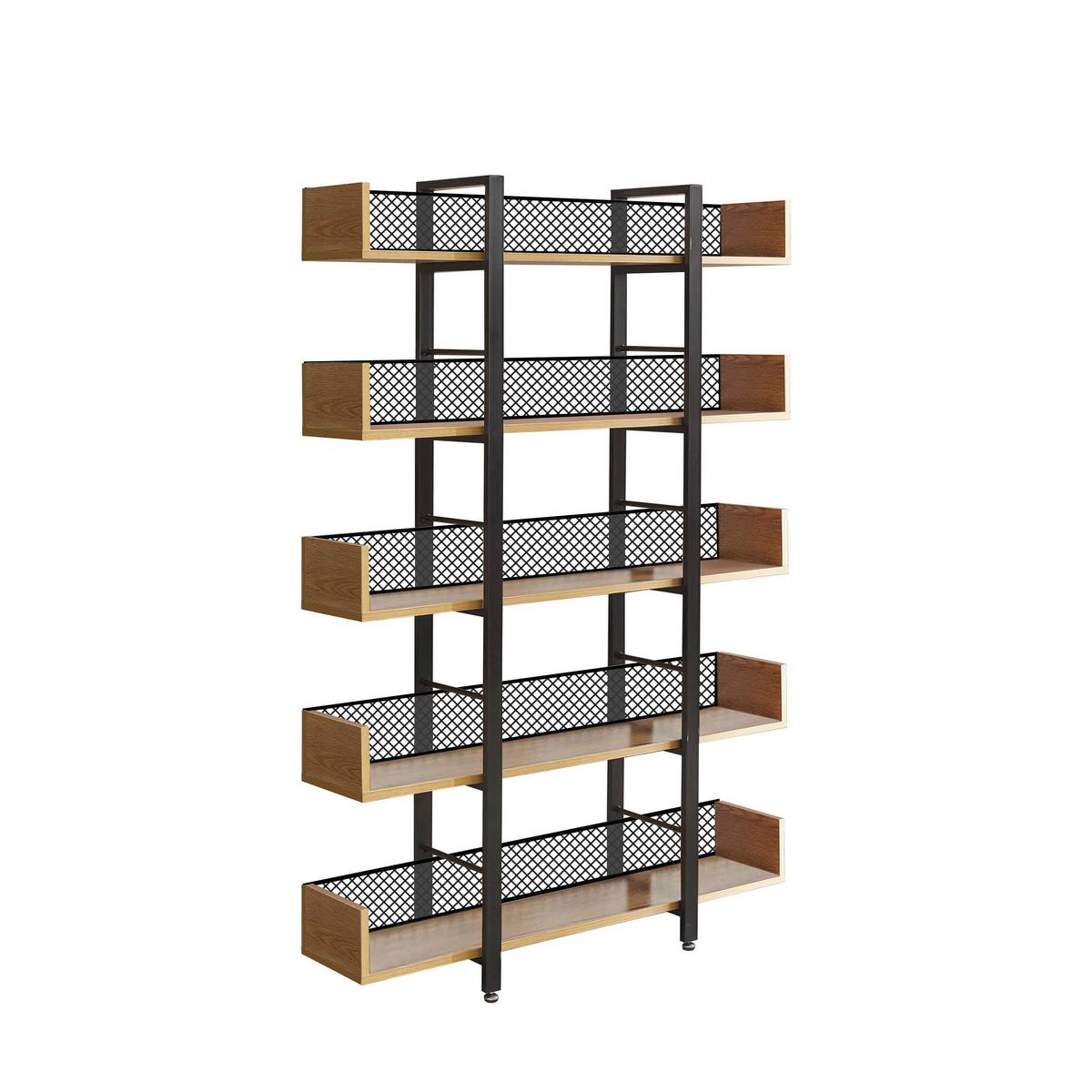 Regal Naturfarben/schwarz B: 120 Cm - Schwarz/Naturfarben, Design, Holzwerkstoff/Metall (120/180/30cm) - Livetastic