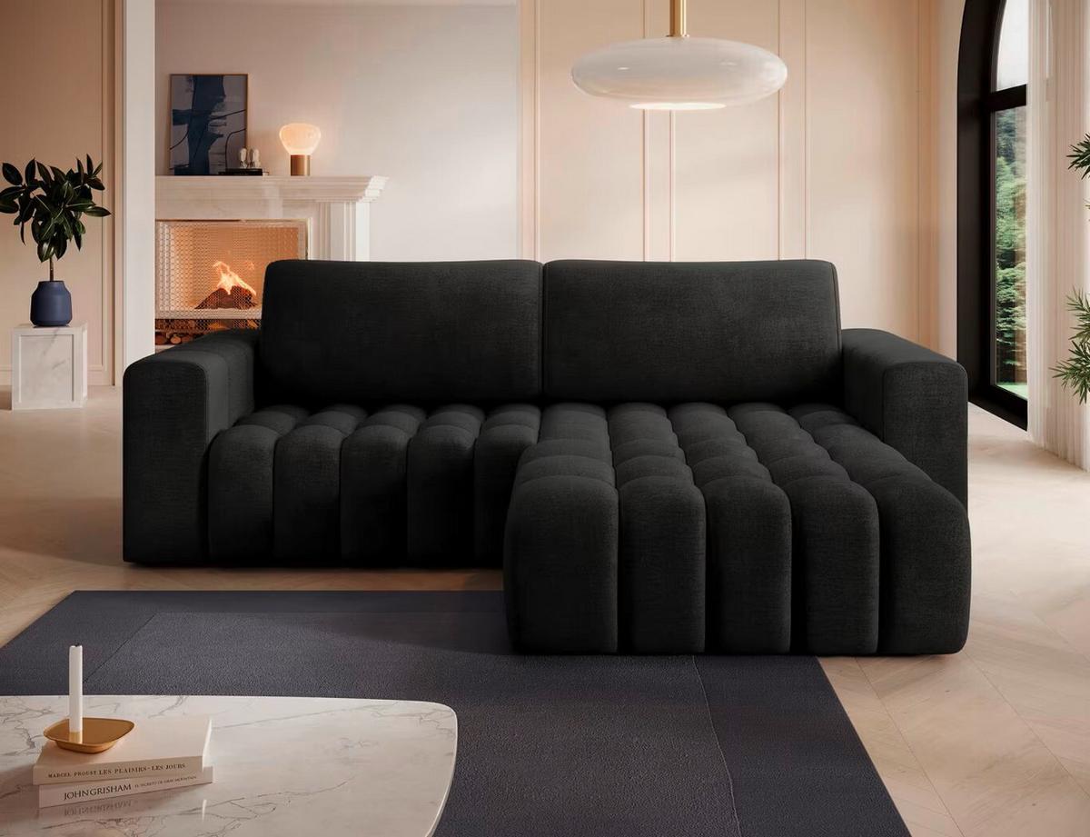 Ecksofa Bonett Anthrazit S: 250x175 Cm - Anthrazit/Schwarz, Design, Textil (250/175cm) - MID.YOU