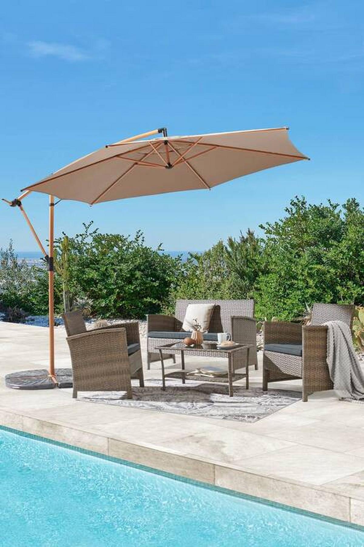 Ampelschirm Exellent Bxhxt: 300x300x248 Cm Taupe - Taupe, MODERN, Textil/Metall (300/300/248cm) - Beldano