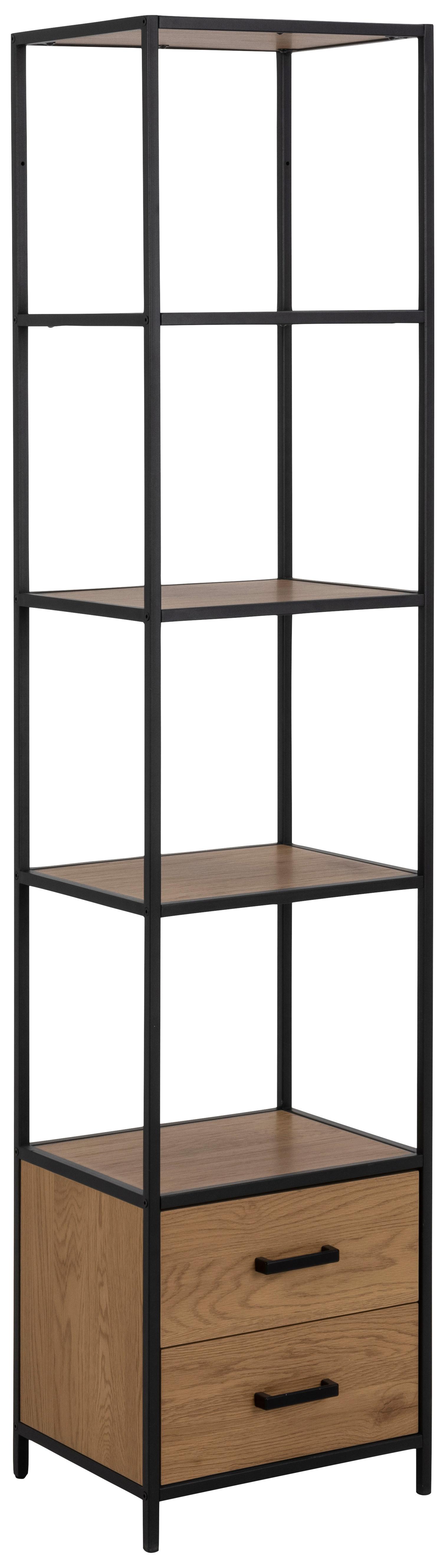 Regal Seaford Mit Laden Seaford B: 42 Cm Wildeiche - Wildeiche/Schwarz, Trend, Holzwerkstoff/Metall (42/185/35cm) - MID.YOU