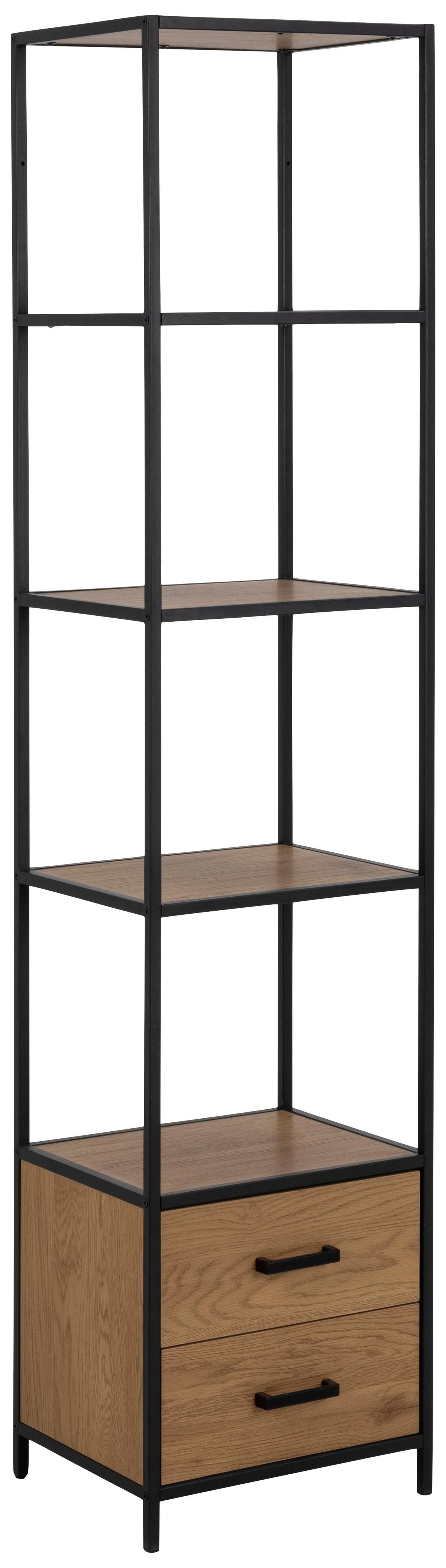 Regal Seaford Mit Laden Seaford B: 42 Cm Wildeiche - Wildeiche/Schwarz, Trend, Holzwerkstoff/Metall (42/185/35cm) - MID.YOU