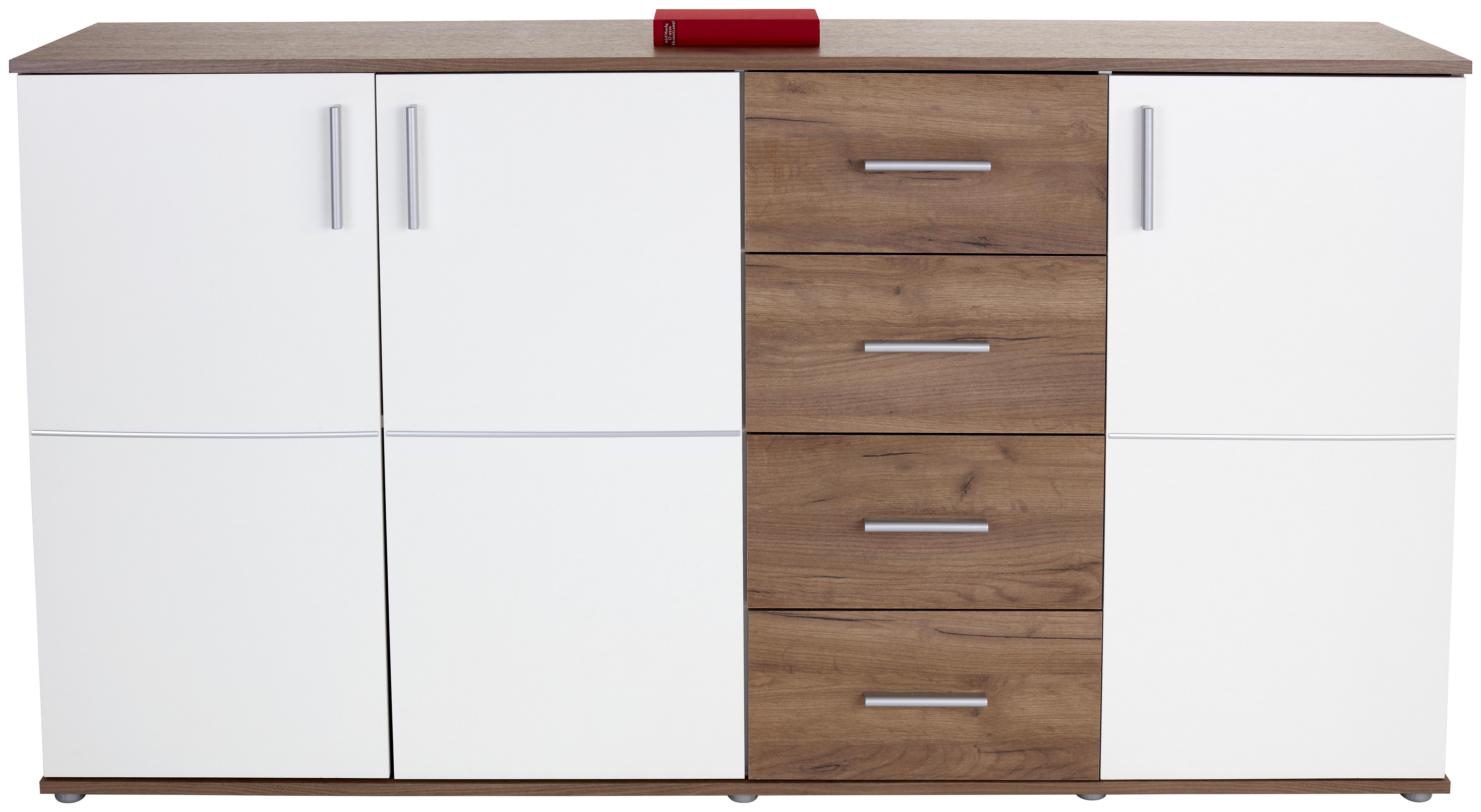 Kommode B: 175,6 cm Ina, Kraft Eiche Dekor/Weiß - Eichefarben/Weiß, MODERN, Holzwerkstoff (175,6/95,2/38,3cm)