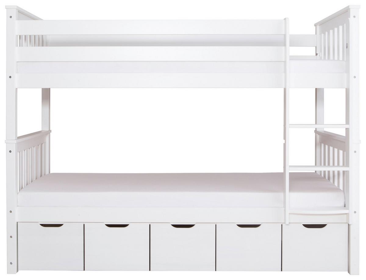 Etagenbett Sammy Weiß Kiefer Massiv 90 Cm M. Stauraum - Weiß, MODERN, Holz (90/200cm) - MID.YOU