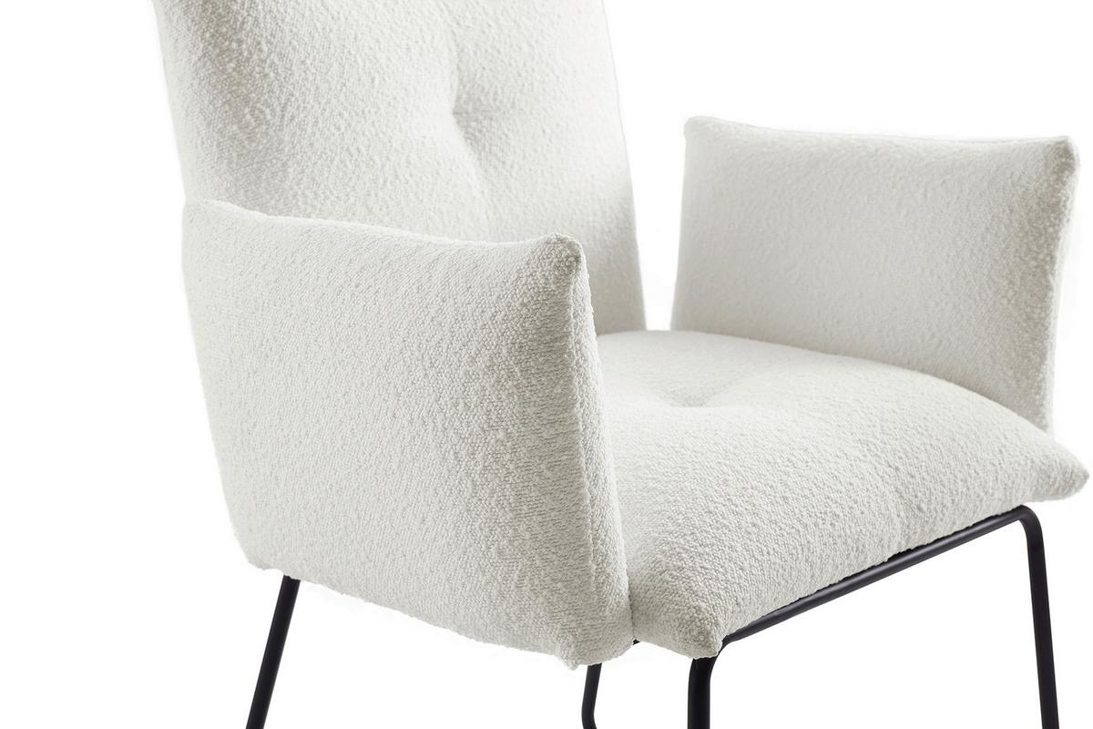 Armlehnstuhl Weiß B: 73,5 Cm - Schwarz/Weiß, MODERN, Textil/Metall (73,5/87/64,5cm) - Livetastic