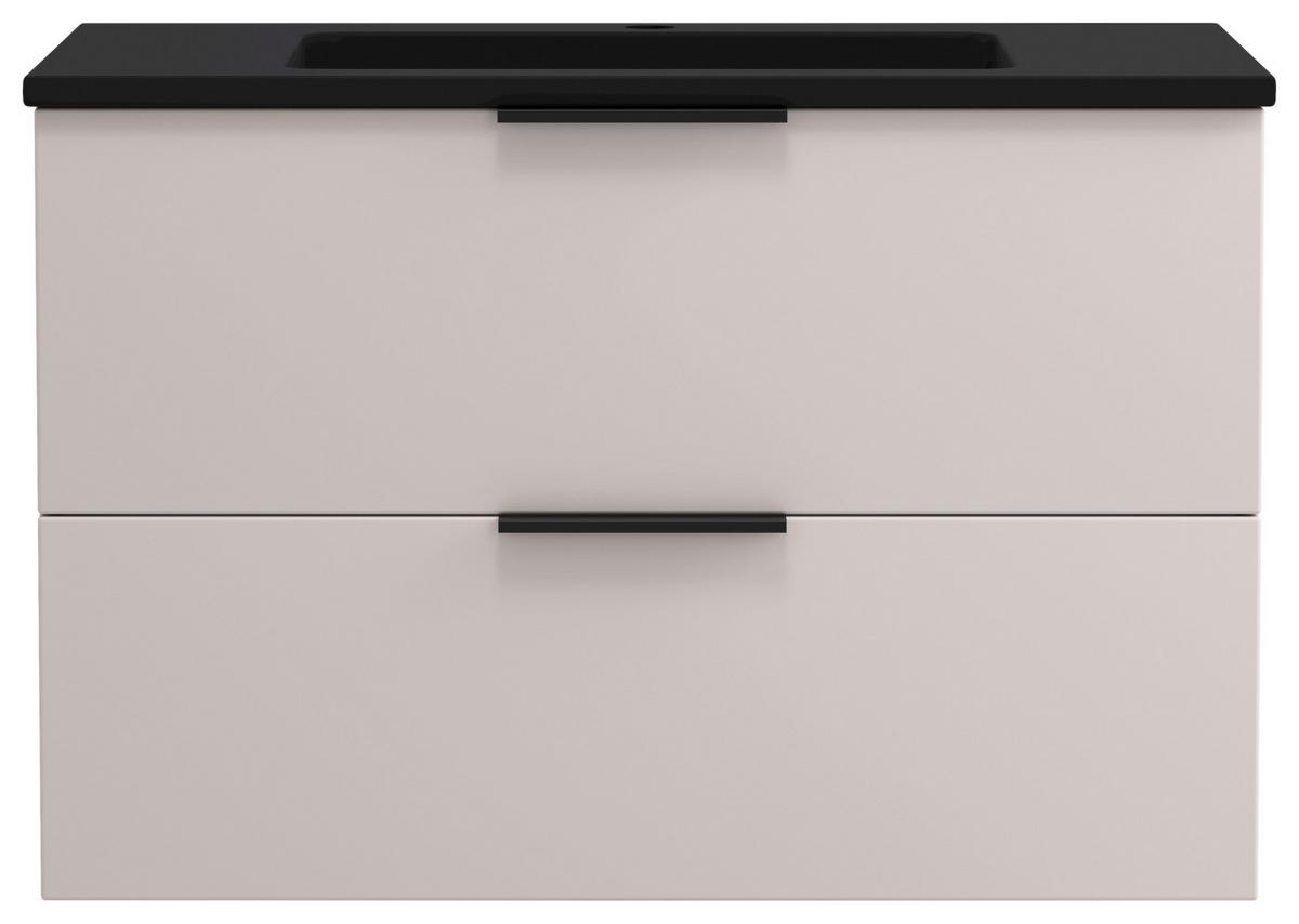 Waschtischkombi Sevilla Kaschmir/Schwarz - Kaschmir/Schwarz, MODERN, Keramik/Holzwerkstoff (80/54/47cm) - Held