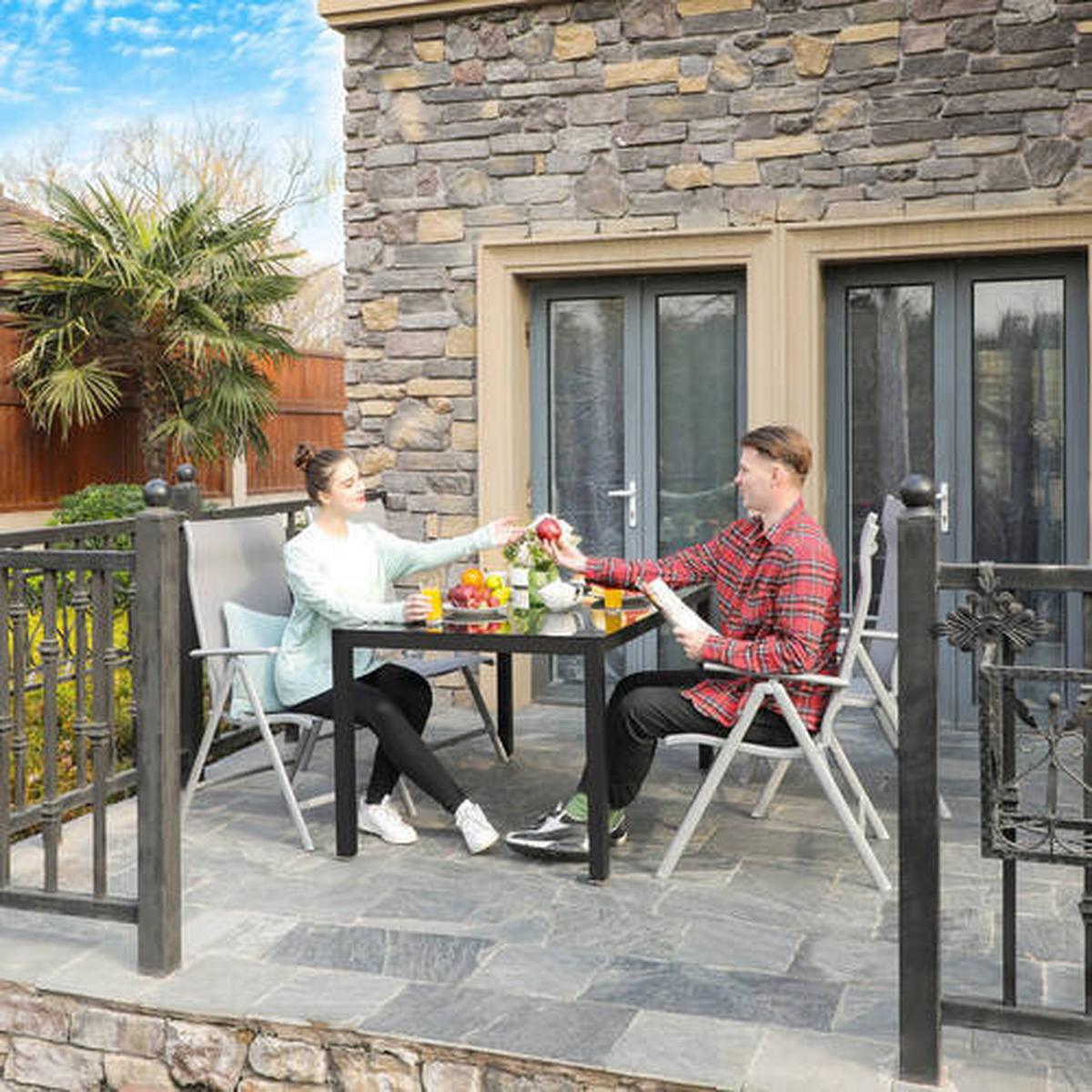 Campingsessel 4-tlg. Set Klappbar, Grau, B: 70cm - Grau, Basics, Textil/Metall (70/106/56cm) - Modante