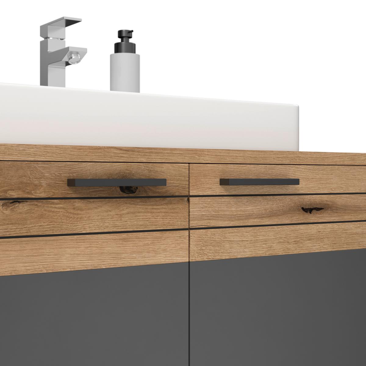 Waschbecken mit Unterschrank Cotia Catlu B: 80 cm - Eichefarben/Anthrazit, MODERN, Keramik/Holzwerkstoff (80/57/48cm) - James Wood