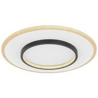 Led-deckenleuchte Lima Ø 46,8 Cm Mit Fernbedienung - Opal/Schwarz, Basics, Kunststoff/Metall (46,8/6cm) - Globo