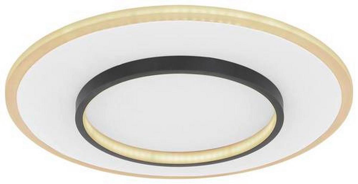 Led-deckenleuchte Lima Ø 46,8 Cm Mit Fernbedienung - Opal/Schwarz, Basics, Kunststoff/Metall (46,8/6cm) - Globo