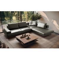 Ecksofa Como Echtleder Grau 306x237 - Schwarz/Grau, Design, Leder (306/237cm) - Livetastic
