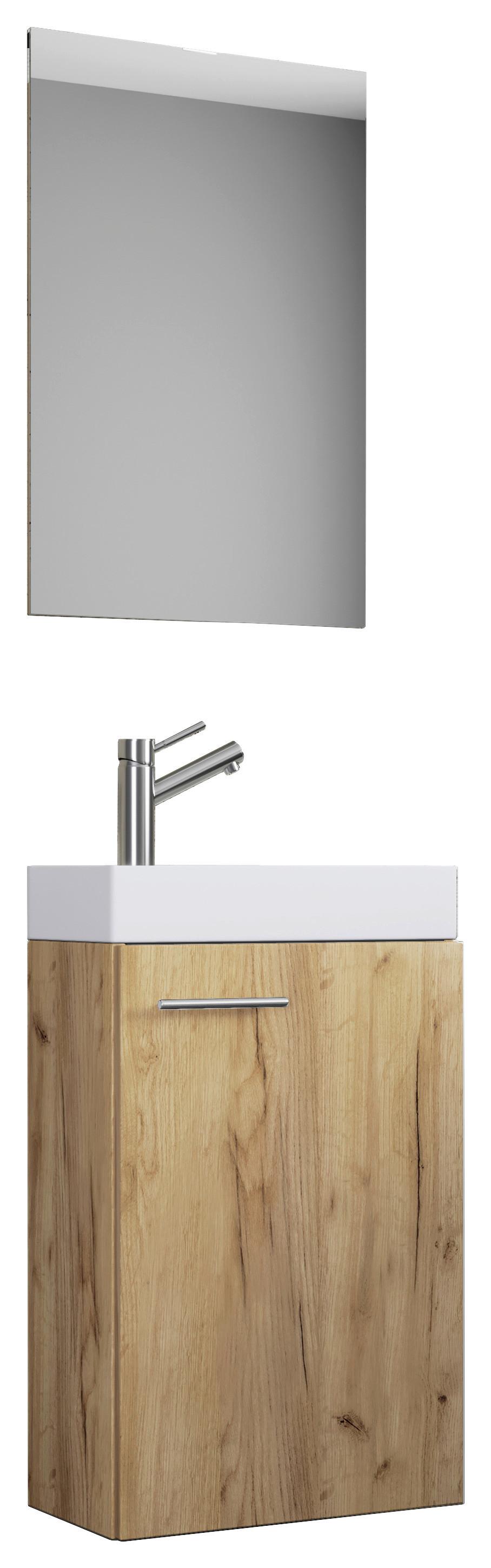 Gästebad Slito 3-teilig Honigeiche B: 41 Cm - Honigeiche/Weiß, MODERN, Keramik/Holzwerkstoff (41cm) - MID.YOU