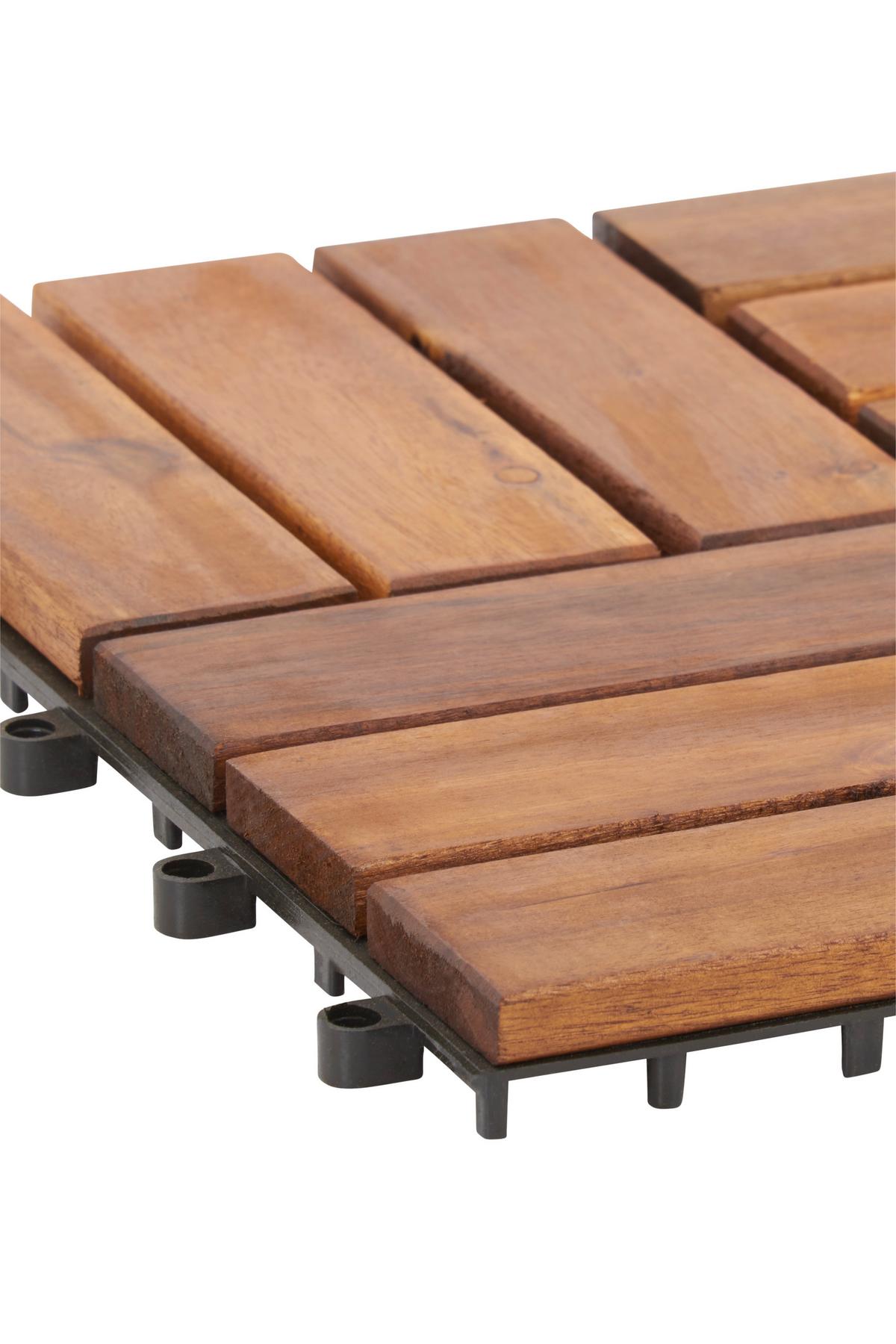Terrassenfliese Dominik 10er Set 30x30 cm Akazienholz - Schwarz/Akaziefarben, MODERN, Holz/Kunststoff (30/30cm) - Ondega