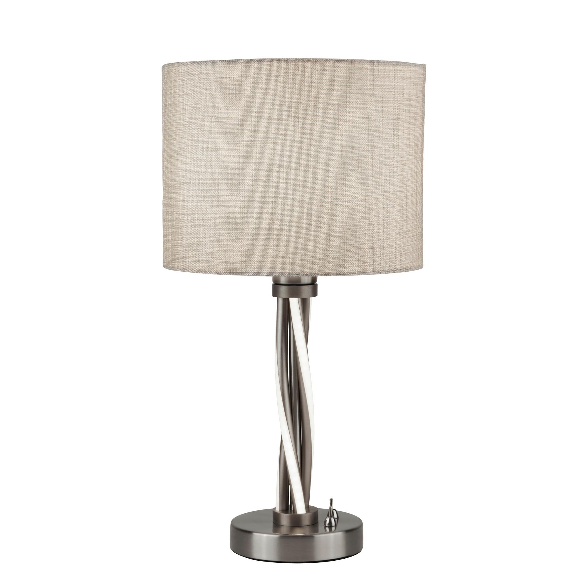 LED-Tischleuchte Vegas Eu7564ss - Silberfarben/Weiß, Design, Kunststoff/Textil (26/26/47cm)