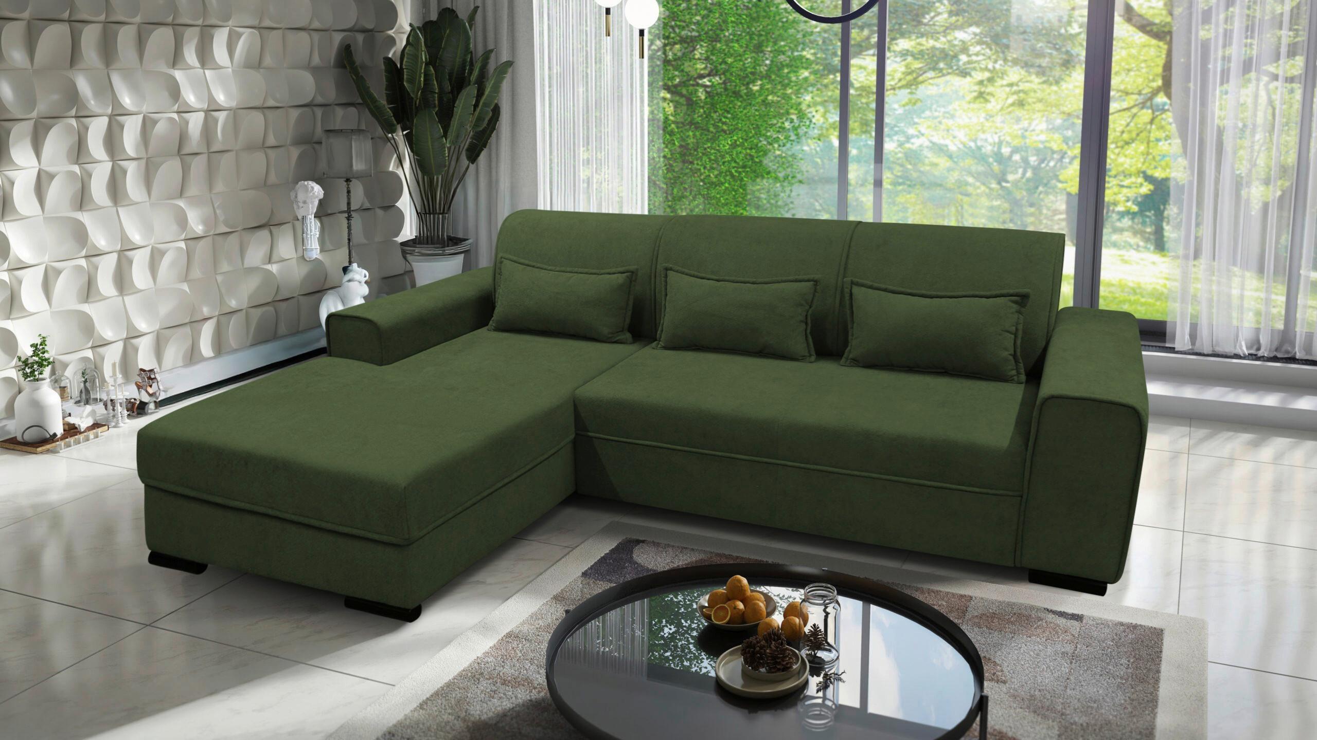 Ecksofa Classic Grün 175x270 cm - Schwarz/Grün, Design, Textil (175/270cm) - MID.YOU