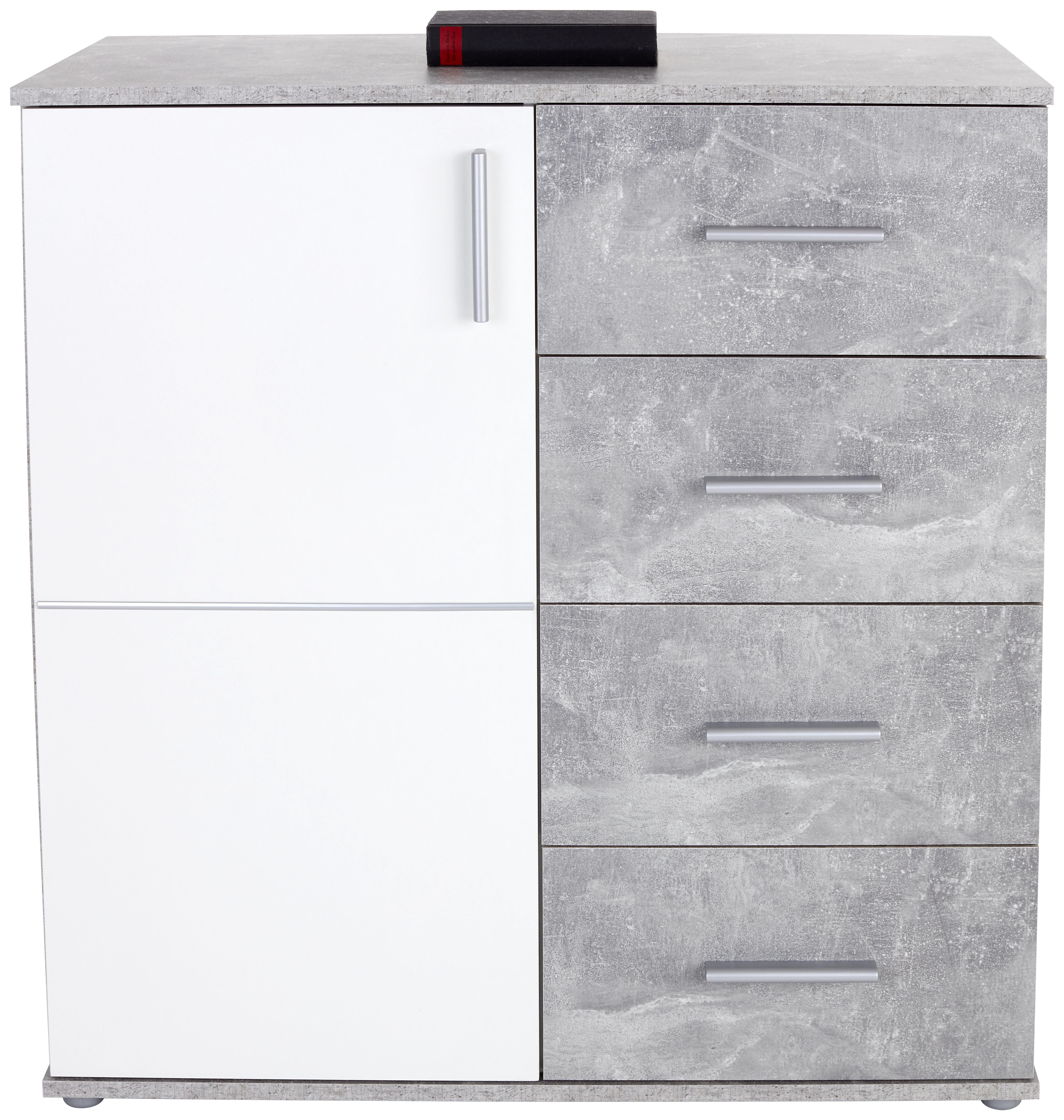 Kommode B 88,2cm Ina Beton Optik/Weiß - Weiß/Grau, MODERN, Holzwerkstoff (88,2/95,2/38,3cm)