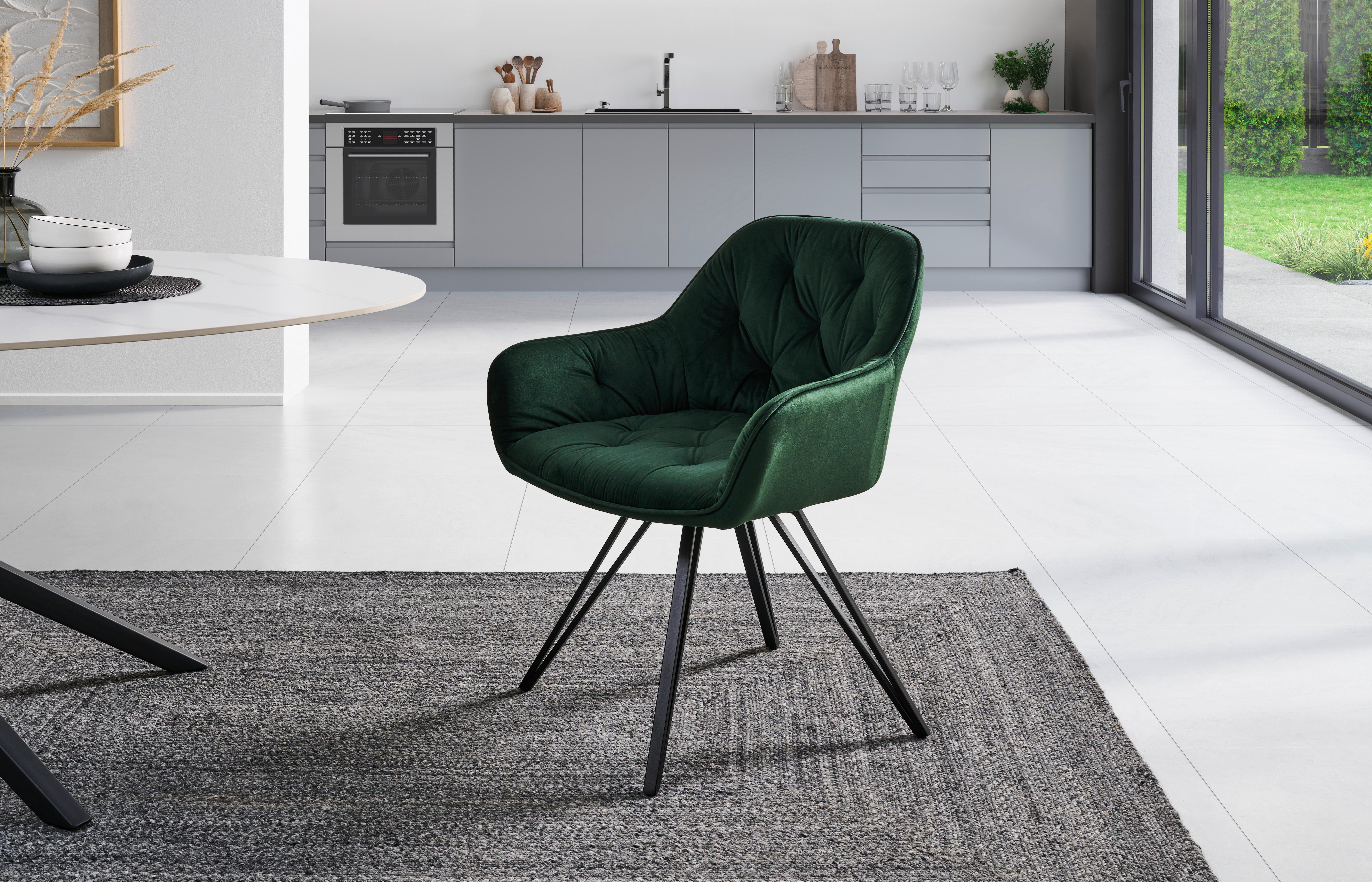Armlehnstuhl Cardiff Schwarz/Dunkelgrün Gepolstert - Dunkelgrün/Schwarz, LIFESTYLE, Holz/Textil (61/82/62cm) - Livetastic
